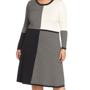 Eliza j placed striped midi sweater dress